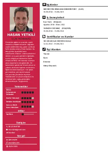 Havacılık Ve Uzay Uçak Mühendisi Cv Örnekleri cv indir